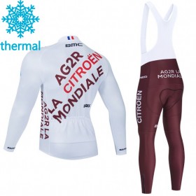 Set Langarmtrikot + Trägerhose Lange 2021 AG2R Citroen Team Winter Thermal Fleece N001